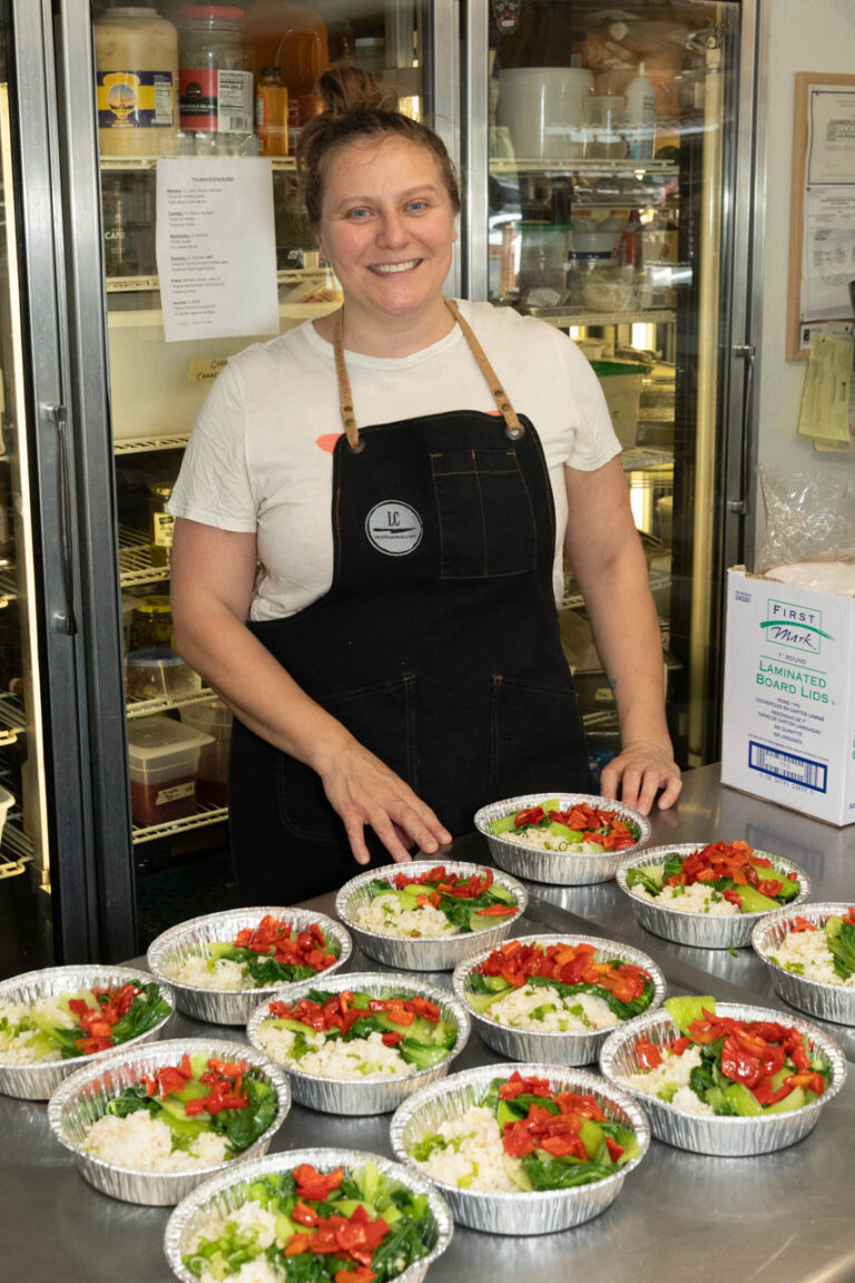 Elysse Yoyer with many eat-at-home meals.